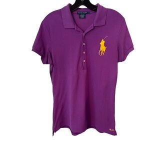 Ralph Lauren Women’s Big Pony Polo Purple Shirt Classic RL Size Large